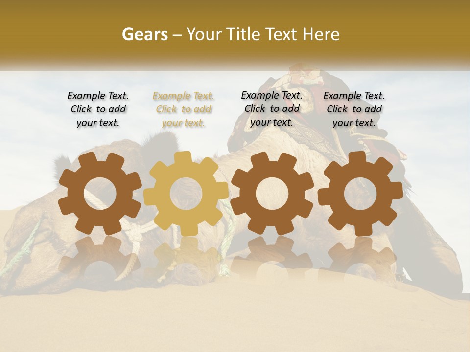 A Camel Laying Down In The Sand With A Backpack On Its Back PowerPoint Template