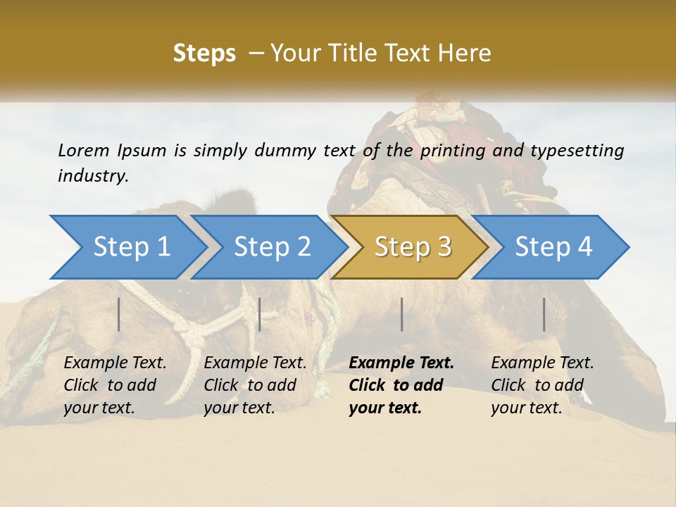 A Camel Laying Down In The Sand With A Backpack On Its Back PowerPoint Template