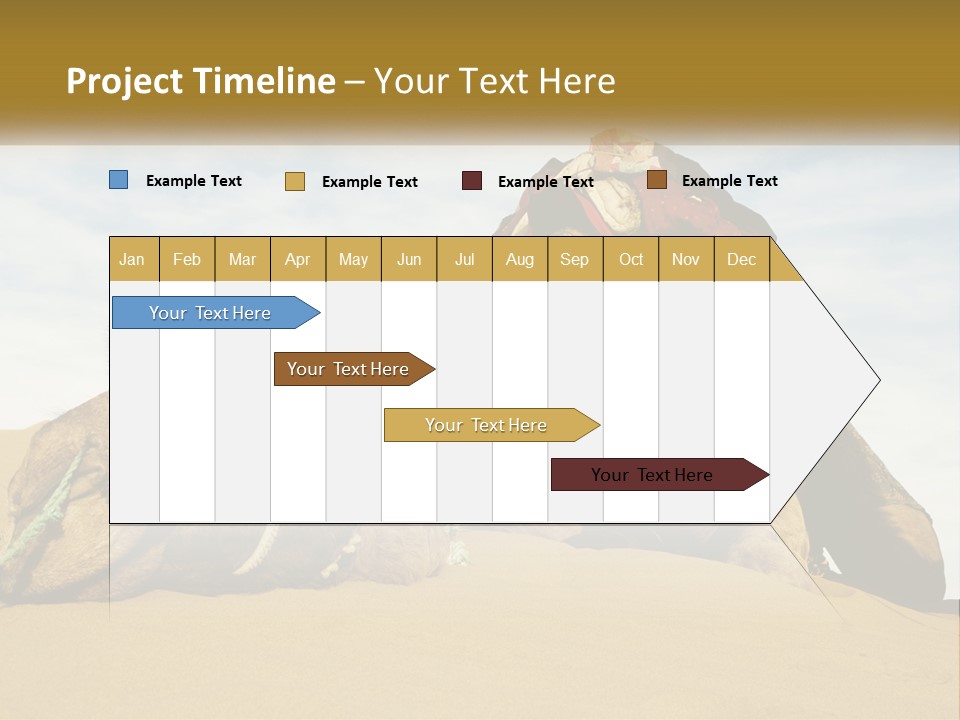 A Camel Laying Down In The Sand With A Backpack On Its Back PowerPoint Template