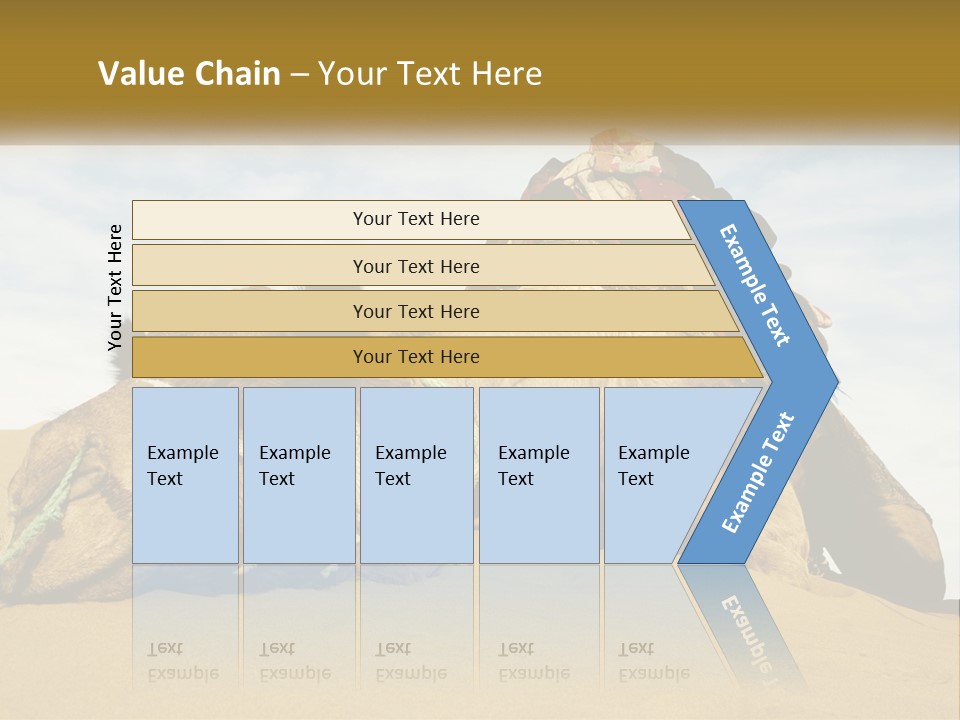 A Camel Laying Down In The Sand With A Backpack On Its Back PowerPoint Template