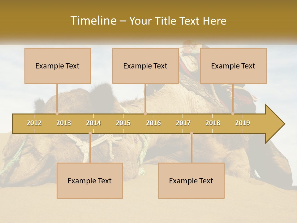 A Camel Laying Down In The Sand With A Backpack On Its Back PowerPoint Template