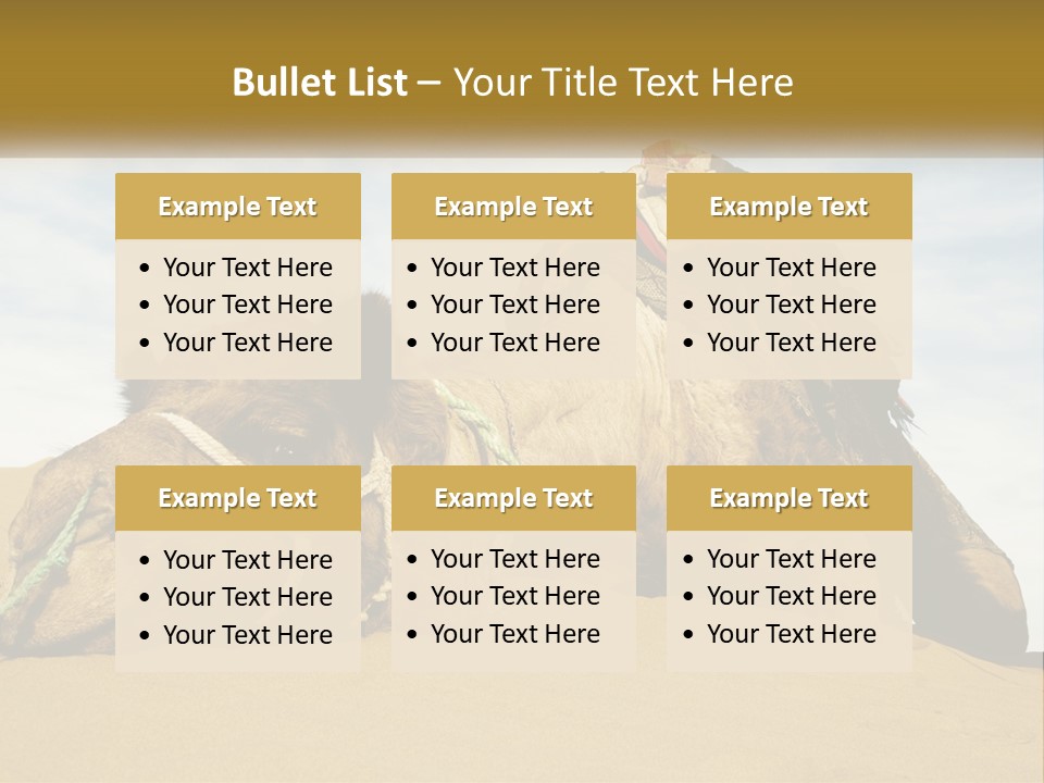 A Camel Laying Down In The Sand With A Backpack On Its Back PowerPoint Template