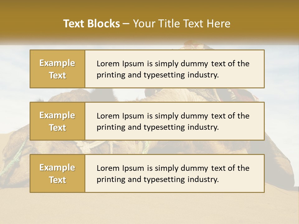 A Camel Laying Down In The Sand With A Backpack On Its Back PowerPoint Template