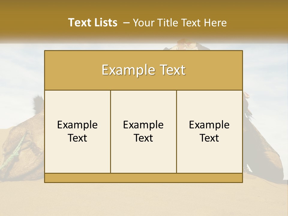 A Camel Laying Down In The Sand With A Backpack On Its Back PowerPoint Template