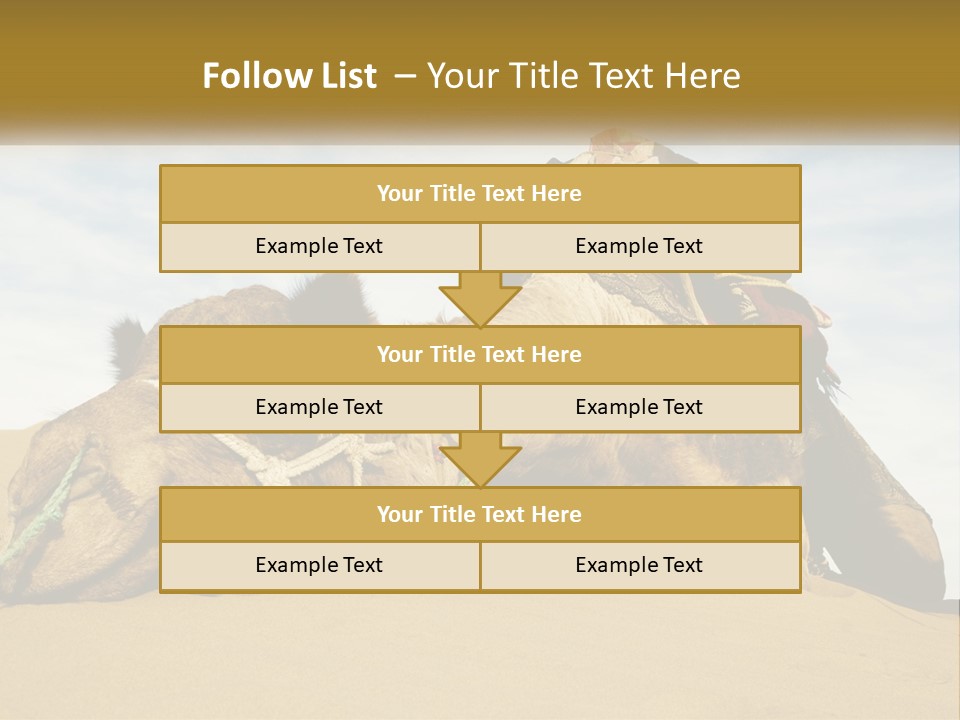 A Camel Laying Down In The Sand With A Backpack On Its Back PowerPoint Template
