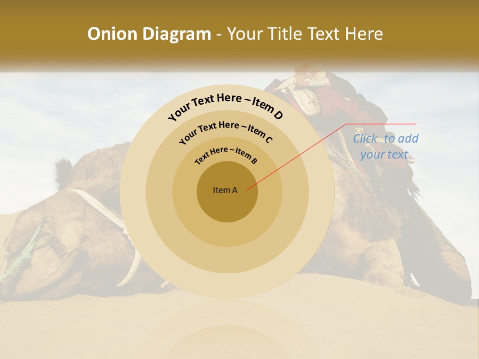 A Camel Laying Down In The Sand With A Backpack On Its Back PowerPoint Template