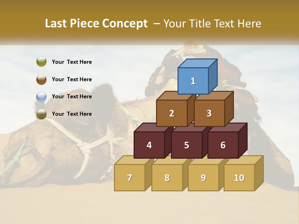 A Camel Laying Down In The Sand With A Backpack On Its Back PowerPoint Template