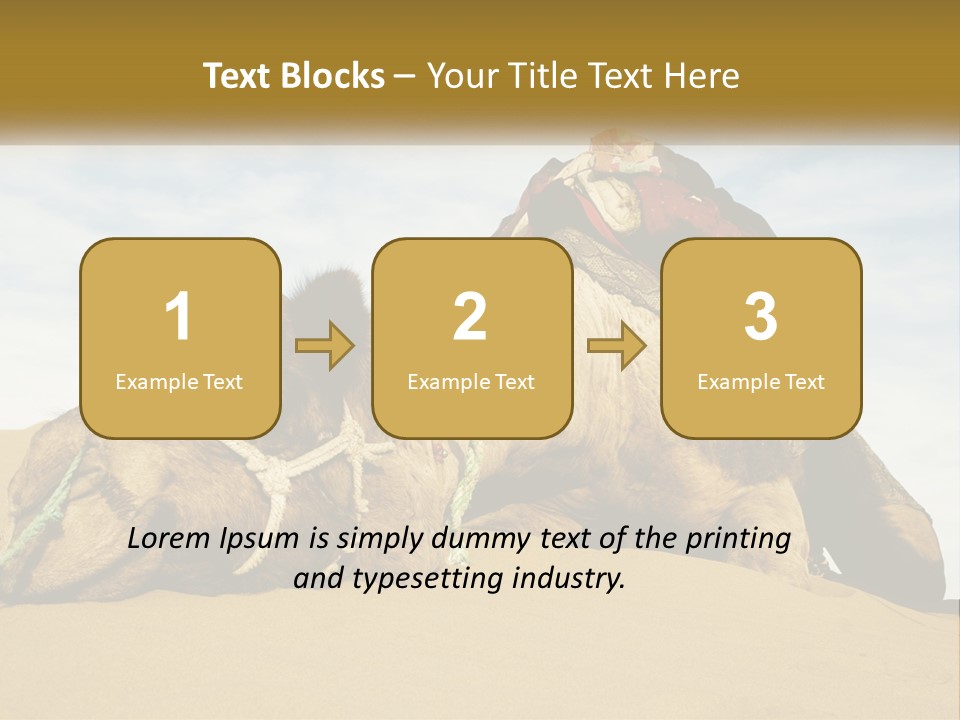 A Camel Laying Down In The Sand With A Backpack On Its Back PowerPoint Template
