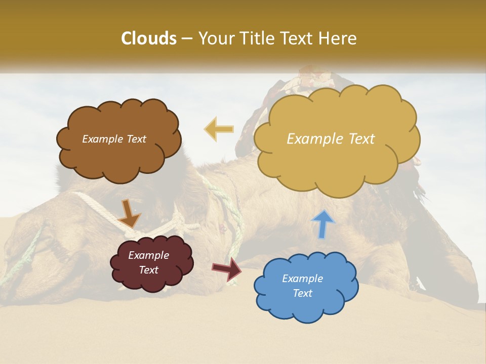 A Camel Laying Down In The Sand With A Backpack On Its Back PowerPoint Template