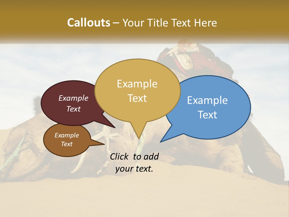 A Camel Laying Down In The Sand With A Backpack On Its Back PowerPoint Template