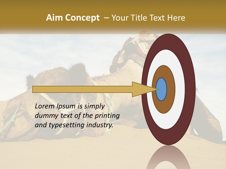 A Camel Laying Down In The Sand With A Backpack On Its Back PowerPoint Template