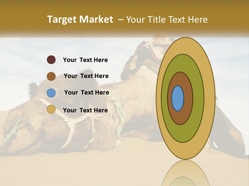 A Camel Laying Down In The Sand With A Backpack On Its Back PowerPoint Template