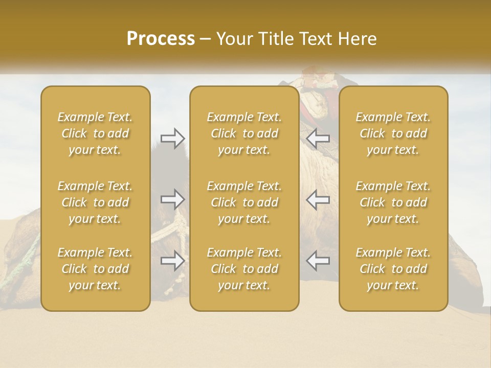 A Camel Laying Down In The Sand With A Backpack On Its Back PowerPoint Template