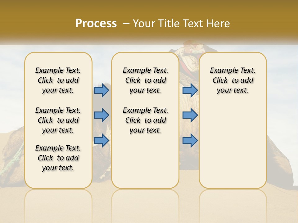 A Camel Laying Down In The Sand With A Backpack On Its Back PowerPoint Template