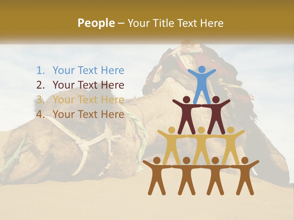 A Camel Laying Down In The Sand With A Backpack On Its Back PowerPoint Template