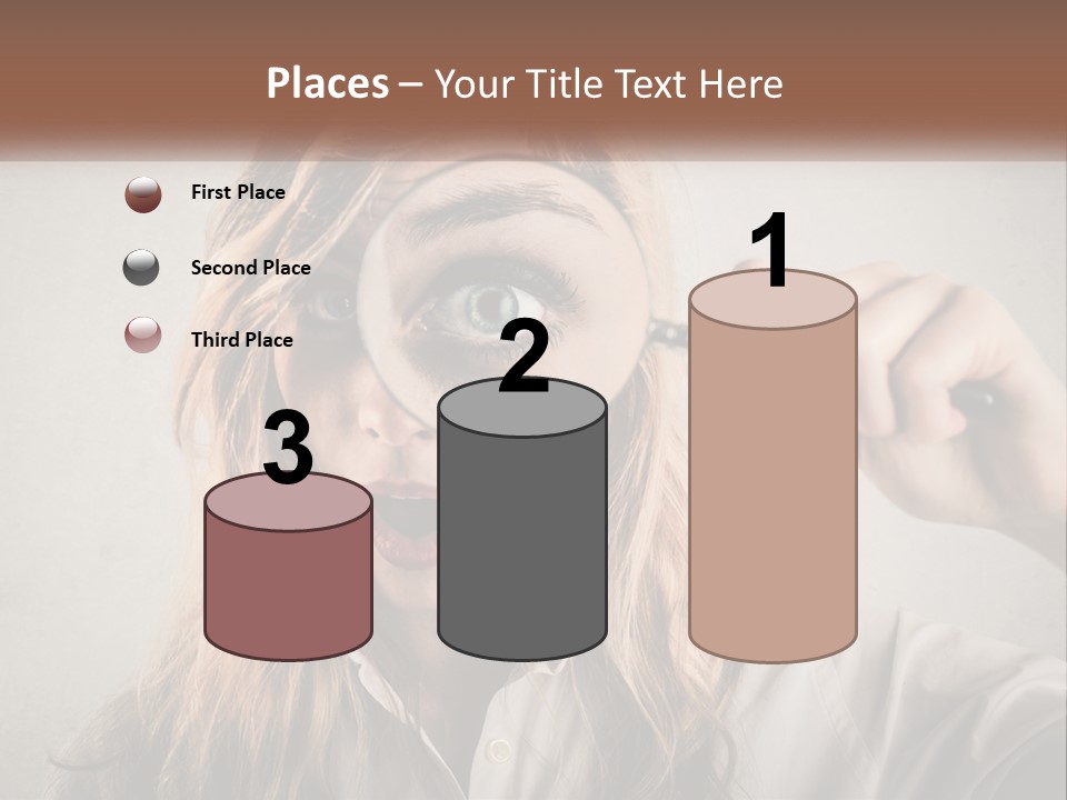 A Woman Looking Through A Magnifying Glass PowerPoint Template