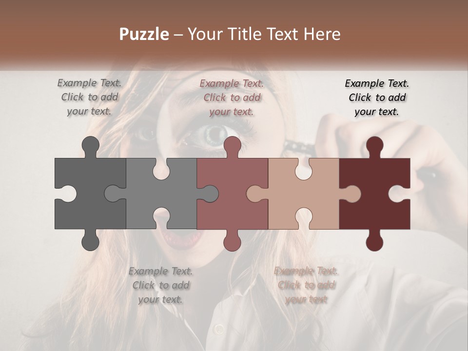 A Woman Looking Through A Magnifying Glass PowerPoint Template