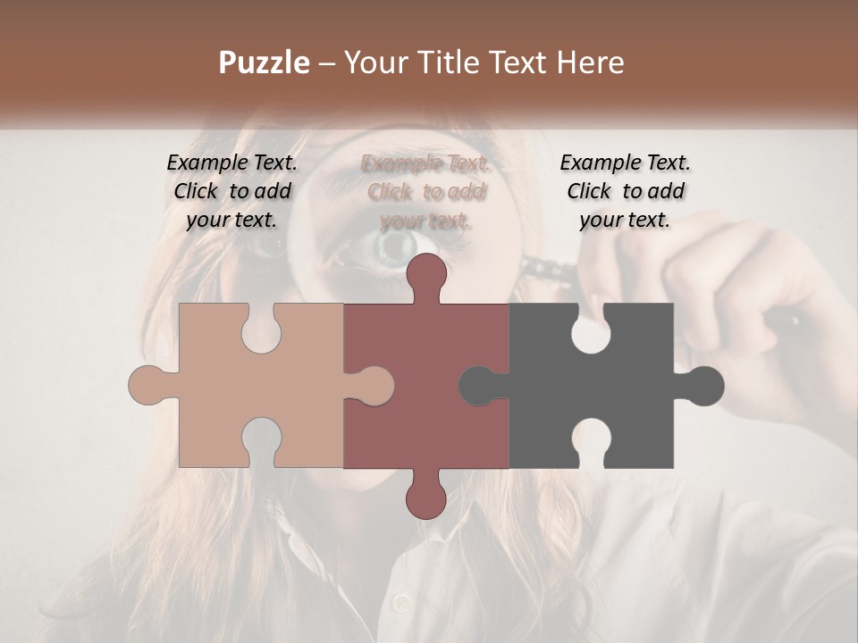 A Woman Looking Through A Magnifying Glass PowerPoint Template