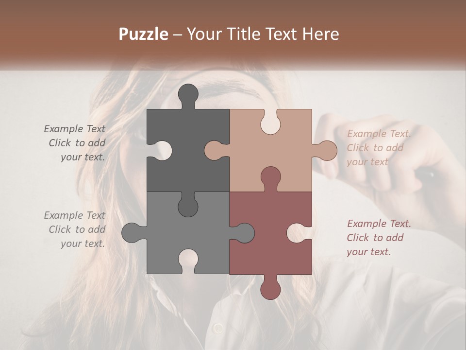 A Woman Looking Through A Magnifying Glass PowerPoint Template