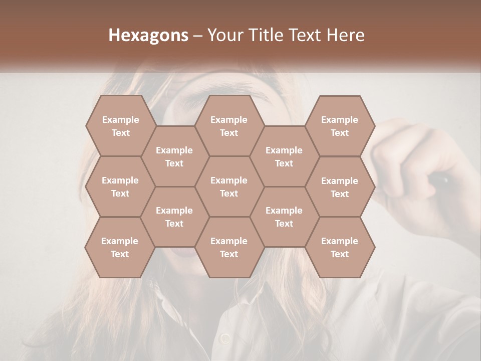 A Woman Looking Through A Magnifying Glass PowerPoint Template