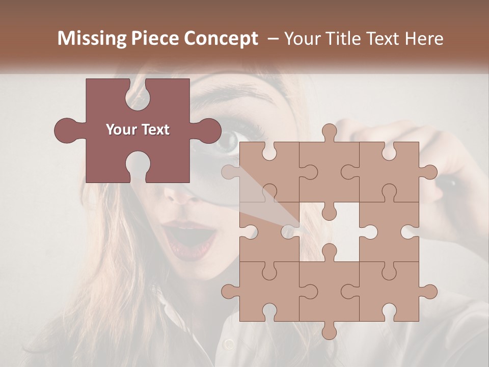 A Woman Looking Through A Magnifying Glass PowerPoint Template