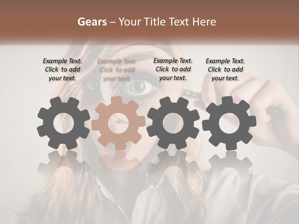 A Woman Looking Through A Magnifying Glass PowerPoint Template