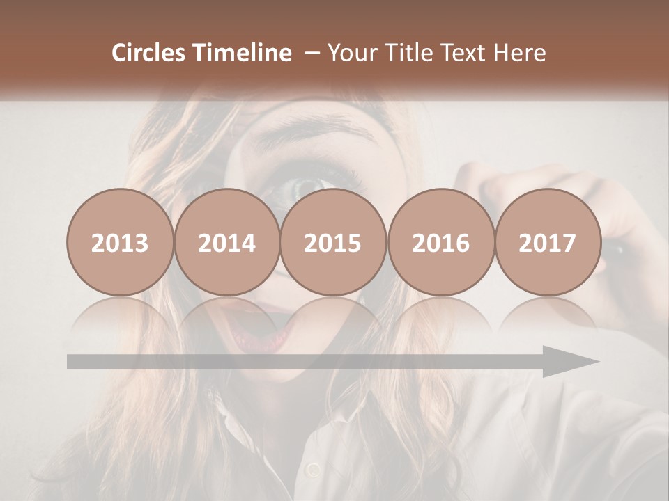 A Woman Looking Through A Magnifying Glass PowerPoint Template