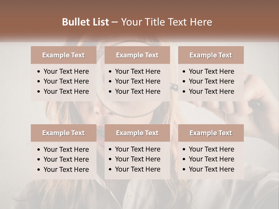 A Woman Looking Through A Magnifying Glass PowerPoint Template