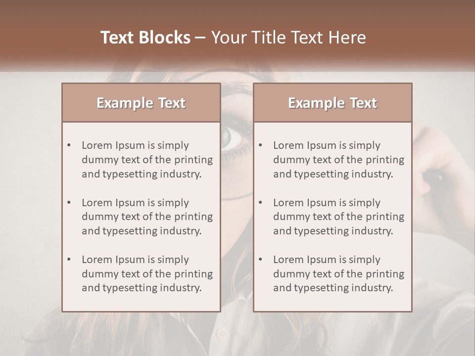 A Woman Looking Through A Magnifying Glass PowerPoint Template