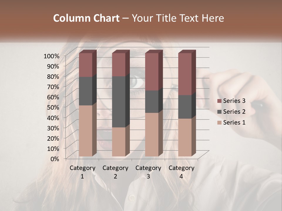 A Woman Looking Through A Magnifying Glass PowerPoint Template