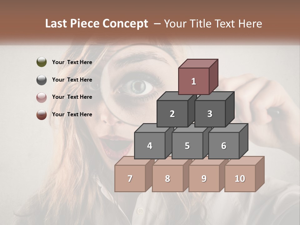 A Woman Looking Through A Magnifying Glass PowerPoint Template