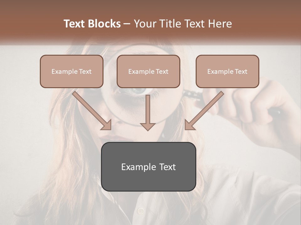A Woman Looking Through A Magnifying Glass PowerPoint Template