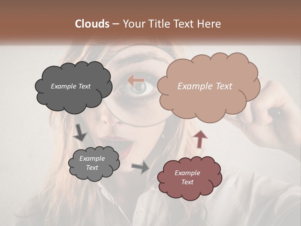 A Woman Looking Through A Magnifying Glass PowerPoint Template