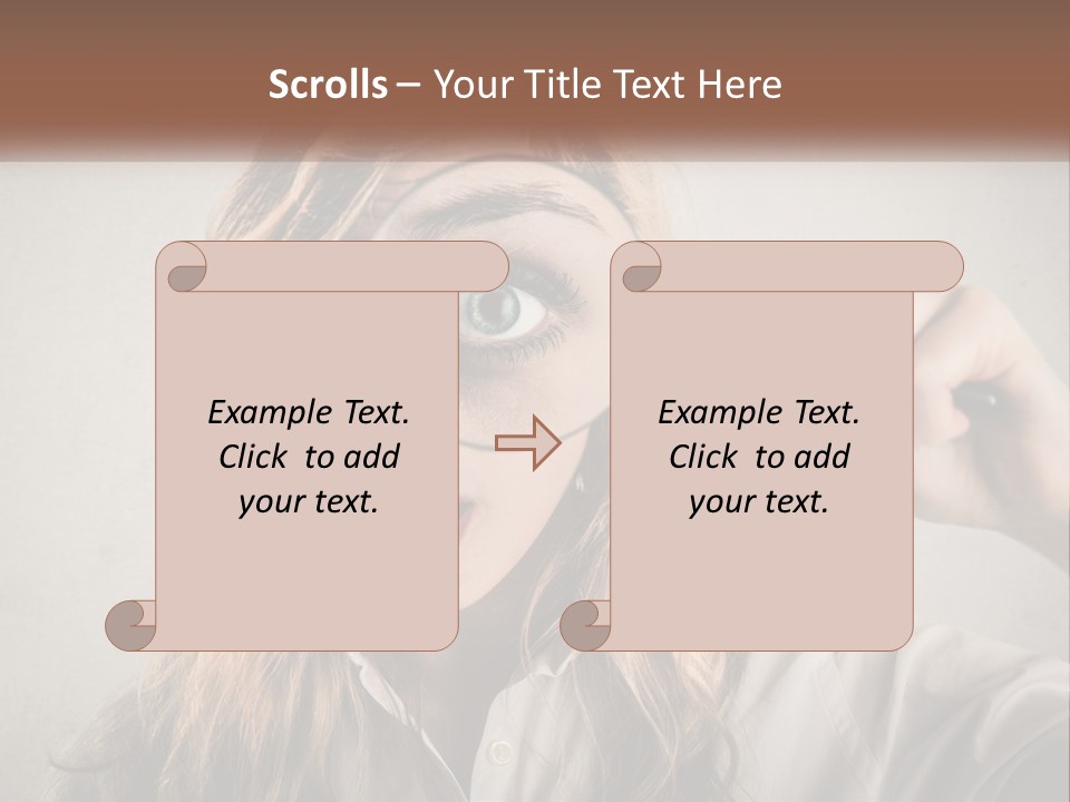 A Woman Looking Through A Magnifying Glass PowerPoint Template