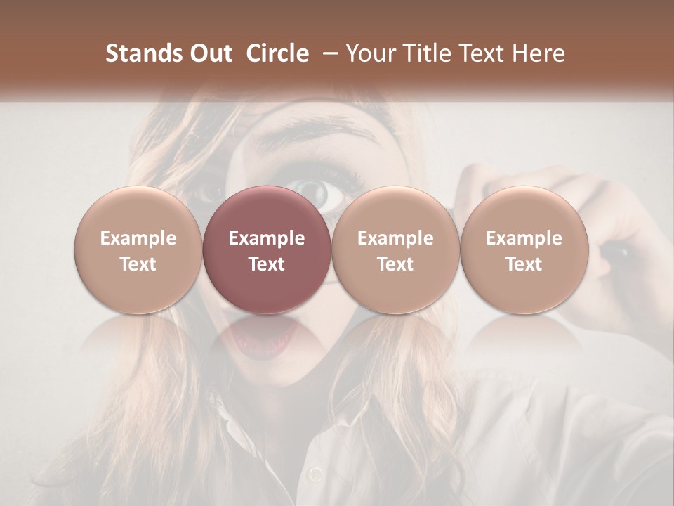 A Woman Looking Through A Magnifying Glass PowerPoint Template