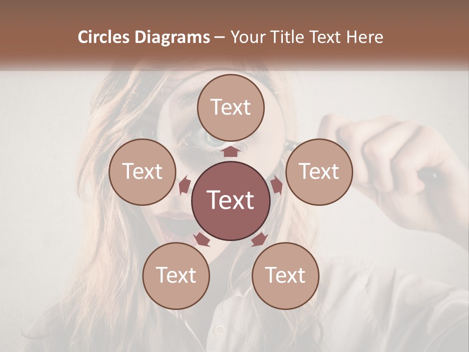 A Woman Looking Through A Magnifying Glass PowerPoint Template