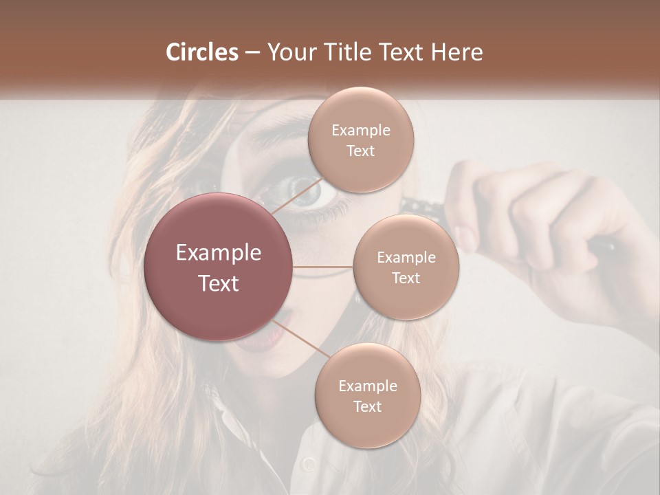 A Woman Looking Through A Magnifying Glass PowerPoint Template