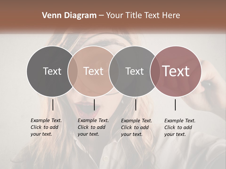 A Woman Looking Through A Magnifying Glass PowerPoint Template