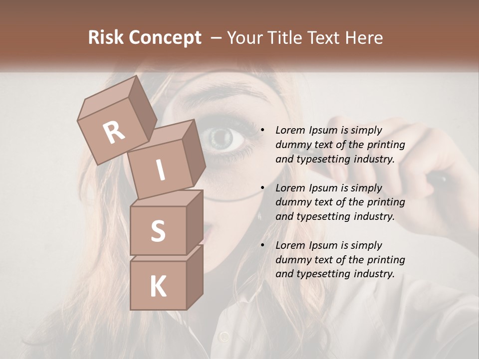 A Woman Looking Through A Magnifying Glass PowerPoint Template