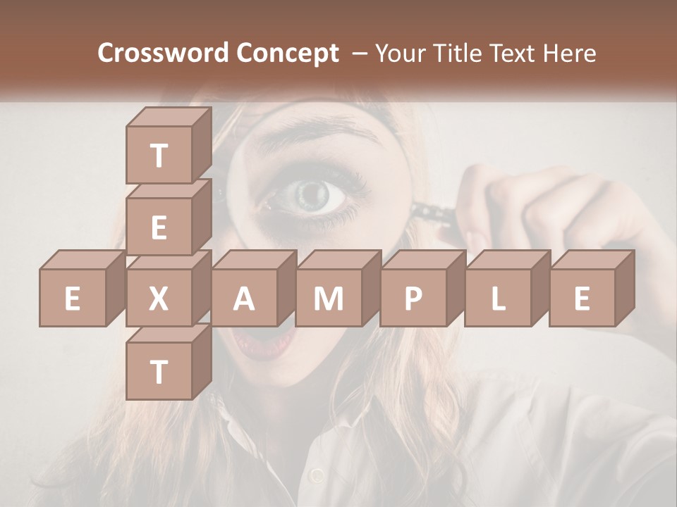 A Woman Looking Through A Magnifying Glass PowerPoint Template