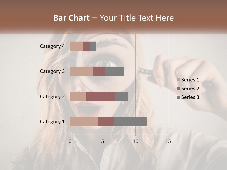 A Woman Looking Through A Magnifying Glass PowerPoint Template