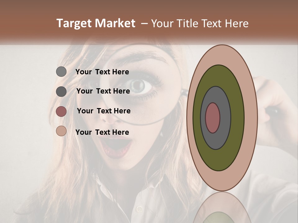 A Woman Looking Through A Magnifying Glass PowerPoint Template