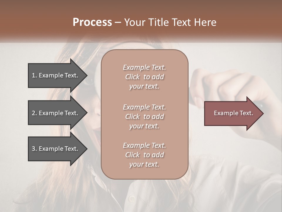 A Woman Looking Through A Magnifying Glass PowerPoint Template