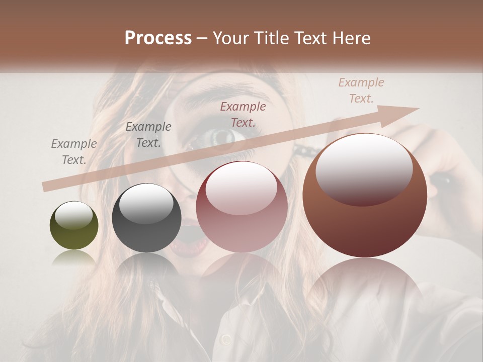 A Woman Looking Through A Magnifying Glass PowerPoint Template