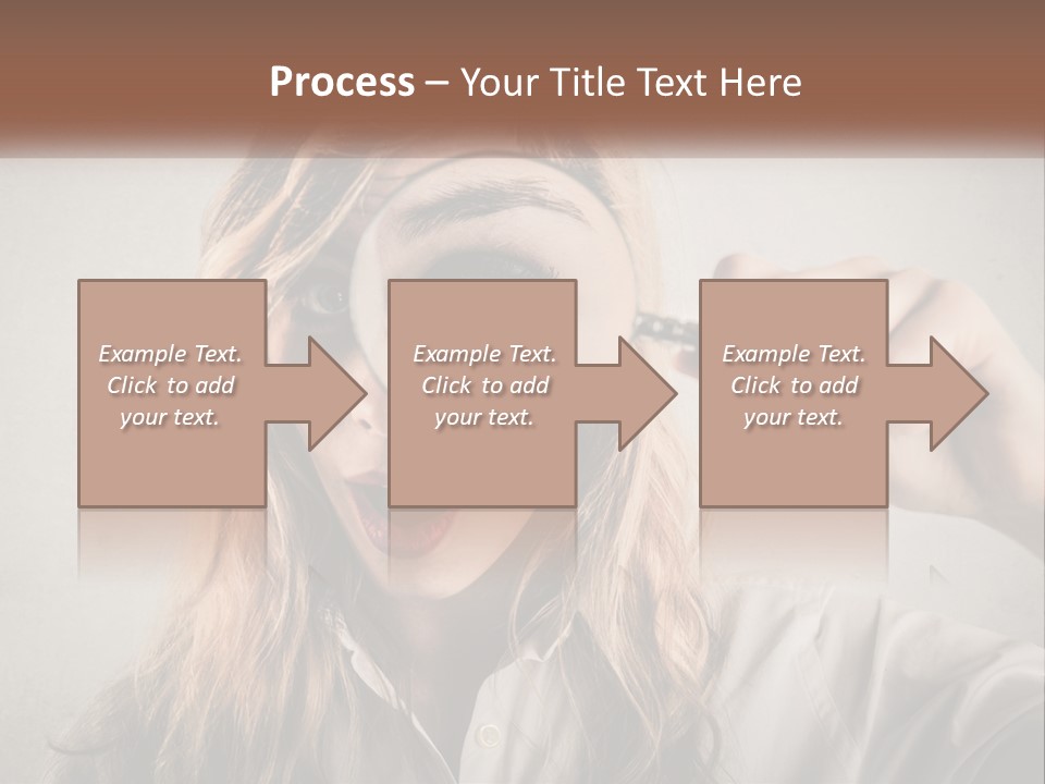 A Woman Looking Through A Magnifying Glass PowerPoint Template