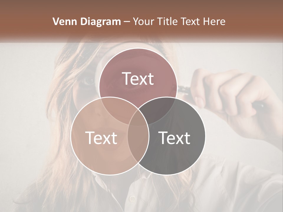 A Woman Looking Through A Magnifying Glass PowerPoint Template
