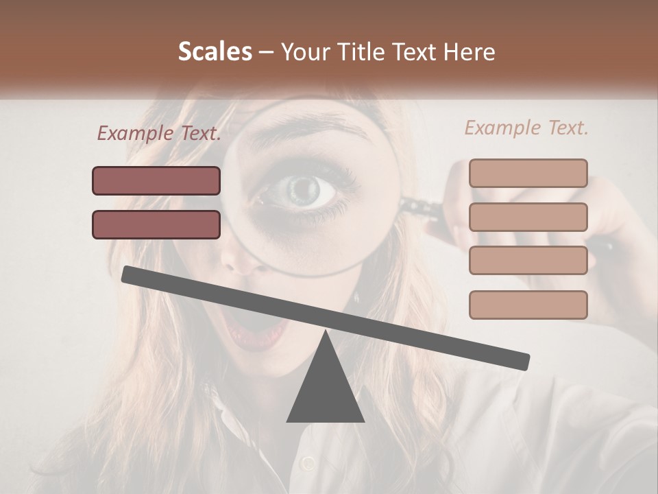 A Woman Looking Through A Magnifying Glass PowerPoint Template