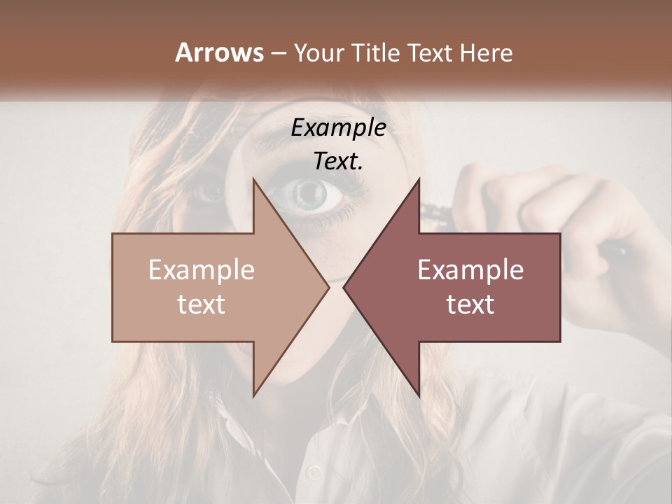 A Woman Looking Through A Magnifying Glass PowerPoint Template