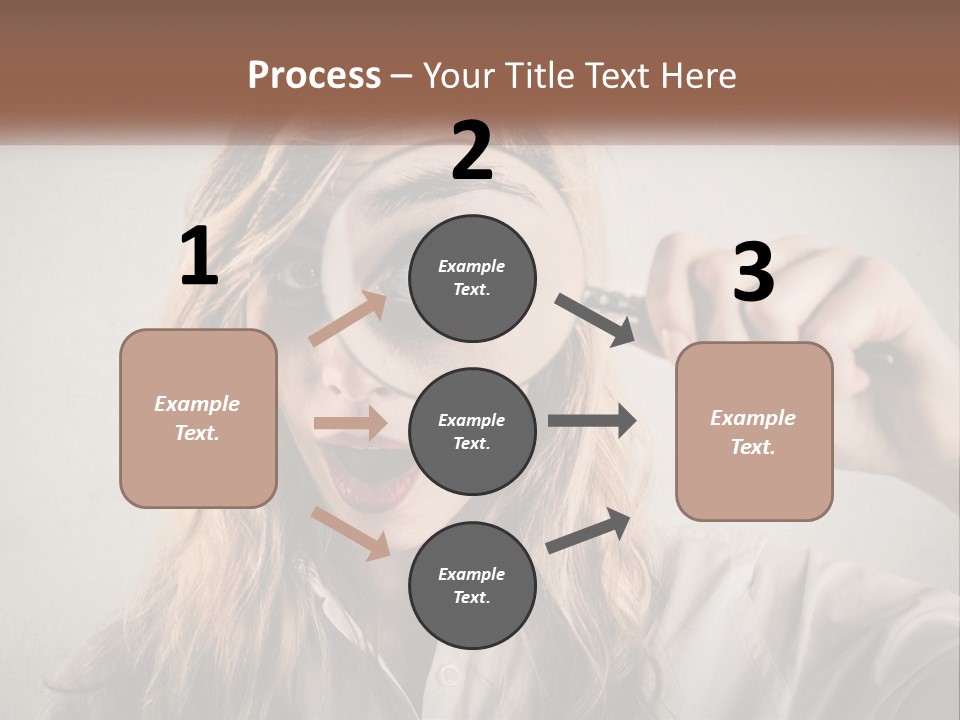 A Woman Looking Through A Magnifying Glass PowerPoint Template