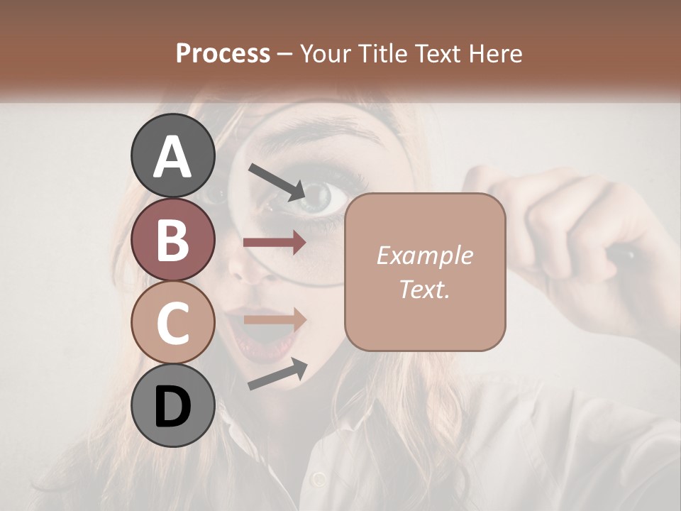 A Woman Looking Through A Magnifying Glass PowerPoint Template